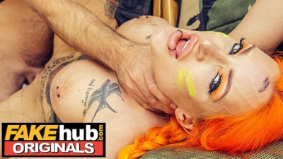 FakeHub: Busty Redhead Alexxa Fucks Muscular Man to Win Paintball Match